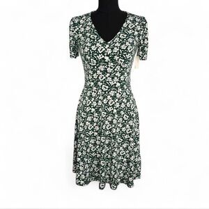 Green and White Floral Midi Dress